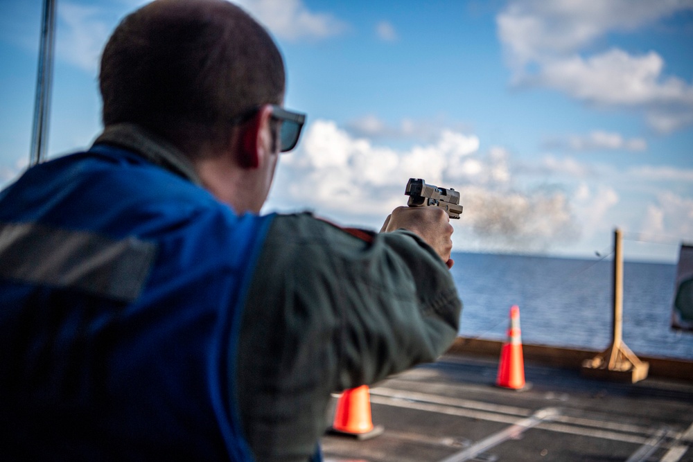 Nimitz Sailor Fires an M9 Service Pistol