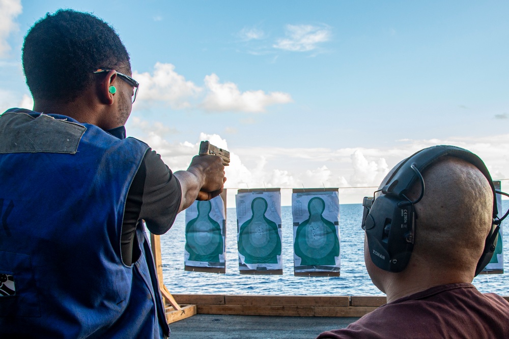 Nimitz Sailor Fires an M9 Service Pistol