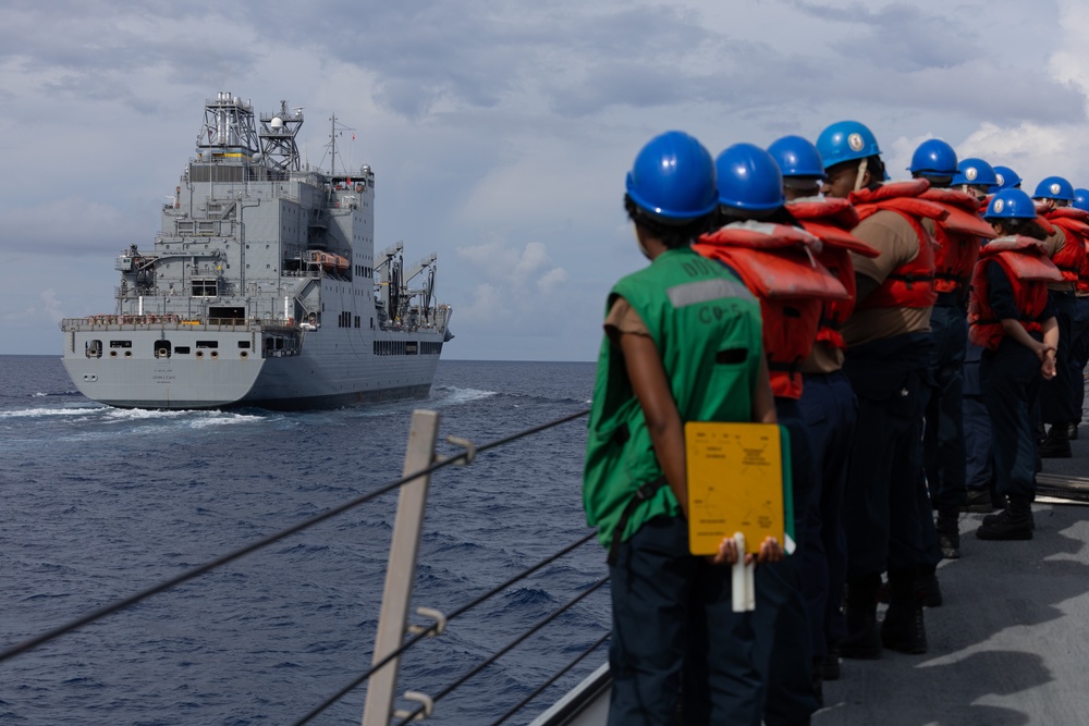 USS Curtis Wilbur (DDG 54) Conduct Replenishment-At-Sea With USNS John Lewis (T-AO 205)