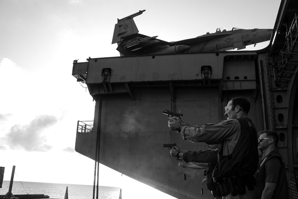 Nimitz Sailor Fires an M9 Service Pistol