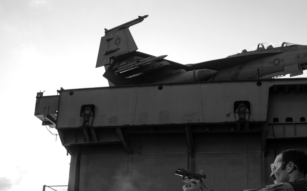 Nimitz Sailor Fires an M9 Service Pistol
