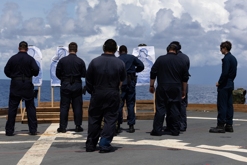 USS Curtis Wilbur (DDG 54) Conduct Small Arms Gun Shoot