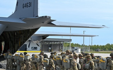 C-130s deliver U.S. and Spanish paratroopers to Latvia, demonstrating allied strength in Swift Response 25