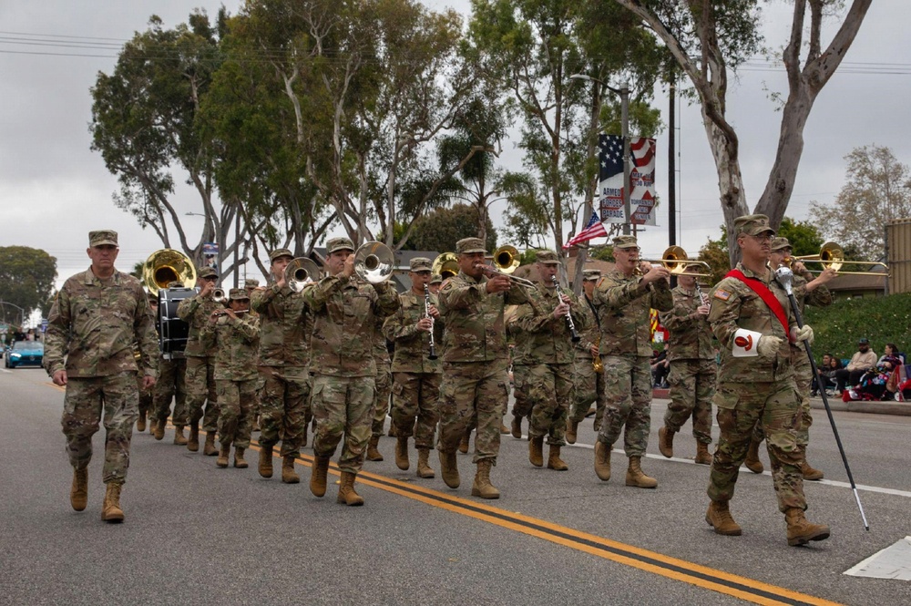 The 300th Army Reserve Band marches in Torrance
