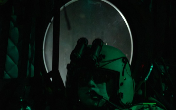 Florida Army National Guard aviation Soldiers demonstrate aerial gunnery skills during night time operations at CBJTC