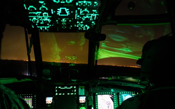 Florida Army National Guard aviation Soldiers demonstrate aerial gunnery skills during night time operations at CBJTC
