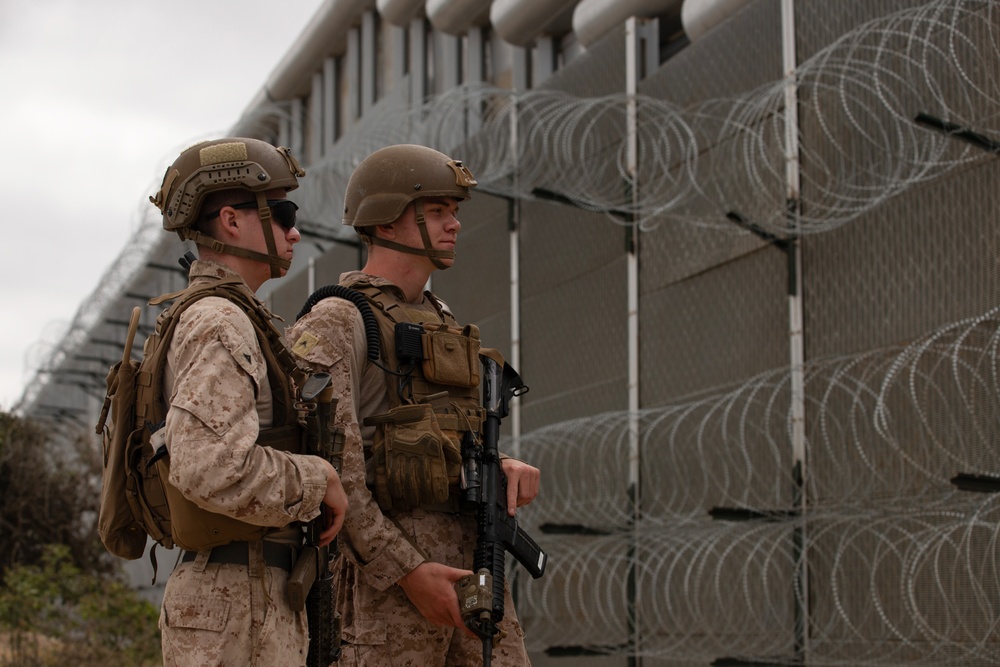 U.S. Marines reinforce barrier along the southern border