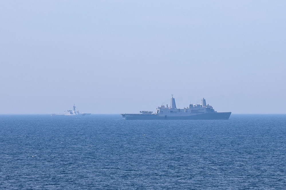 USS San Antonio and USCGC Hamilton Conduct Joint Ops