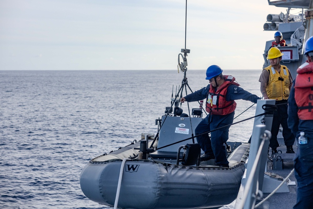 USS Ralph Johnson conducts RIB Operations in the Indian Ocean