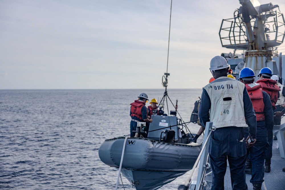 USS Ralph Johnson conducts RIB Operations in the Indian Ocean