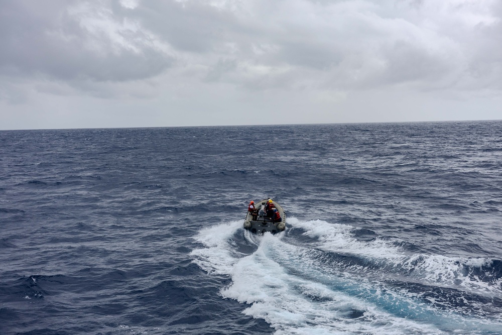 USS Ralph Johnson conducts RIB Operations in the Indian Ocean