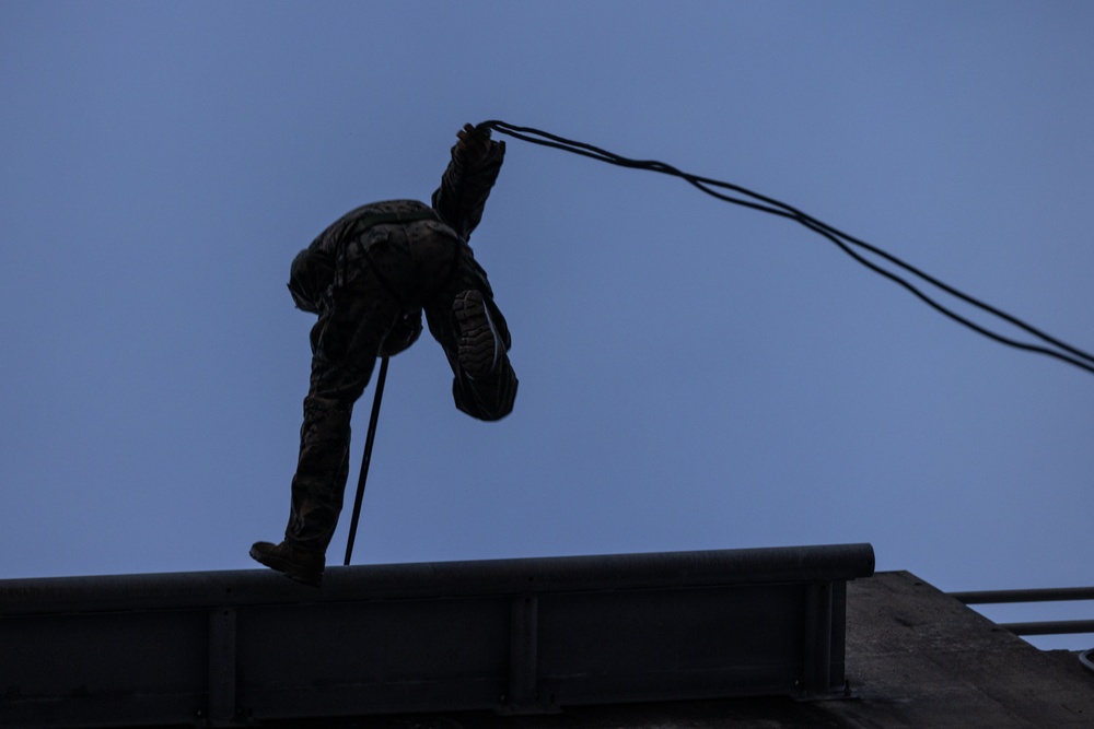 5th ANGLICO | HRST Tower Rappel at Night