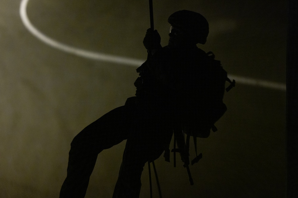5th ANGLICO | HRST Tower Rappel at Night