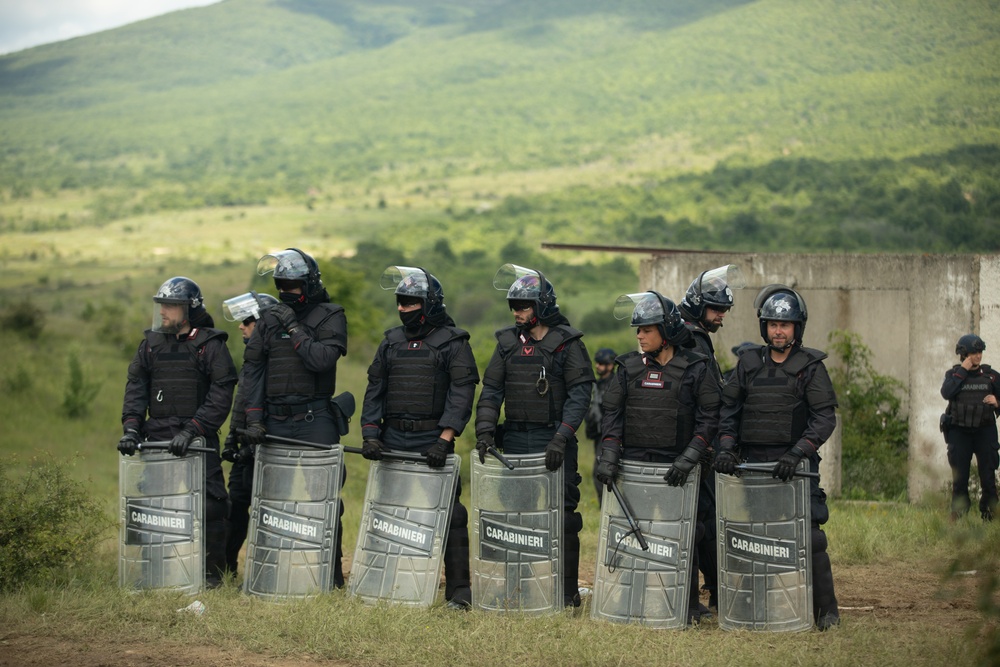 Partner nations participate in crowd control during Beyond the Horizon 2025