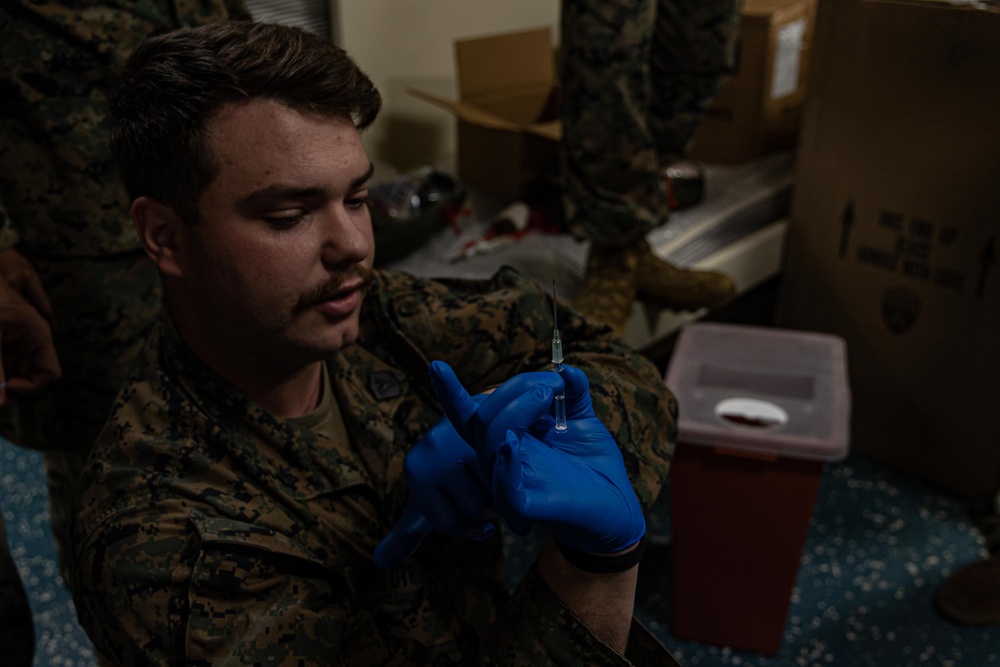 22nd MEU | BLT 3/6 Conducts IV Insertion Training Aboard USS Iwo Jima