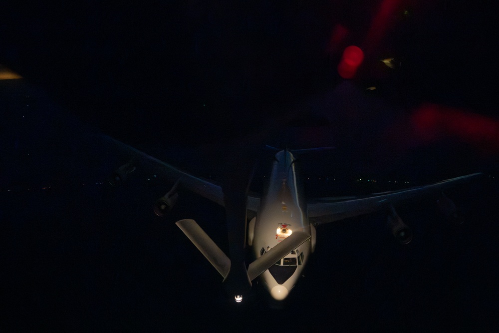 Stratotanker and Sentry Meet Up in the Nightsky