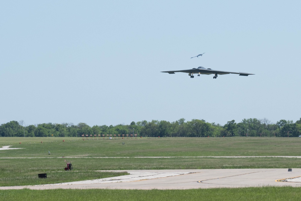 B-2 Spirit stealth bombers return from Diego Garcia