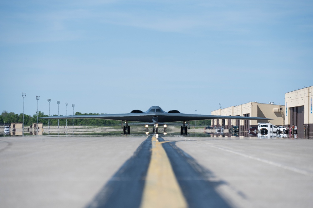 B-2 Spirit stealth bombers return from Diego Garcia