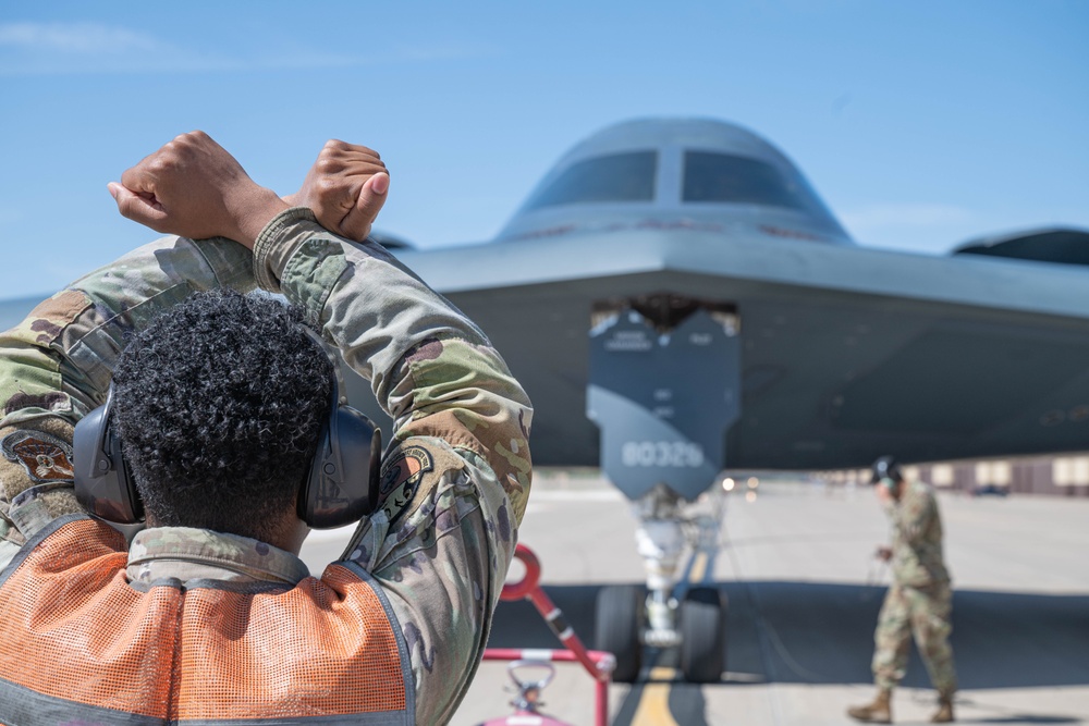 B-2 Spirit stealth bombers return from Diego Garcia