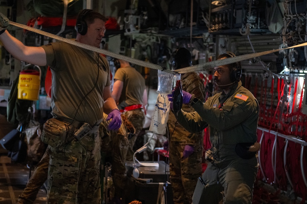 71st RQS collaborates with the 908th AES for simulated patient evacuation