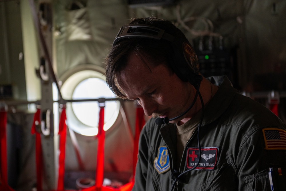 71st RQS collaborates with the 908th AES for simulated patient evacuation