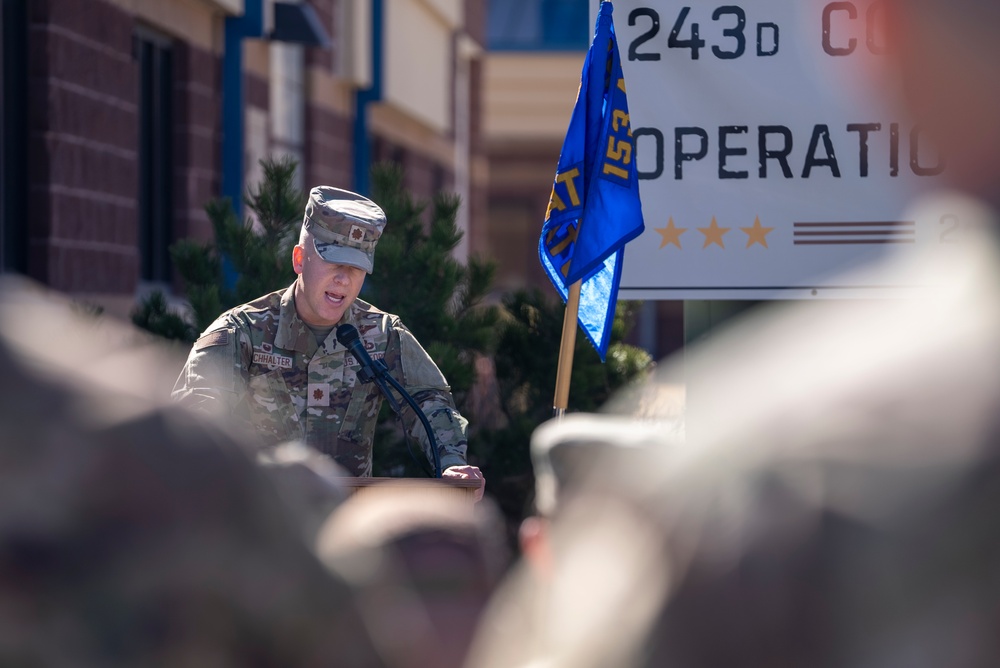 Maj. Dan Hochhalter speaks at 243rd CAOS redesignation ceremony