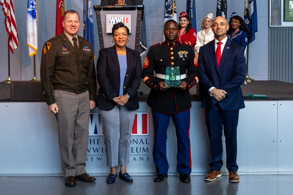 Dedication to Service: Marine Forces Reserve and Marine Forces South color sergeant is awarded by New Orleans mayor  