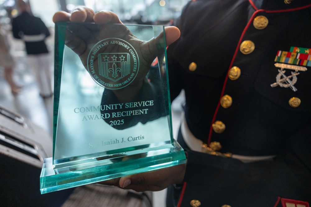 Dedication to Service: Marine Forces Reserve and Marine Forces South color sergeant is awarded by New Orleans mayor  