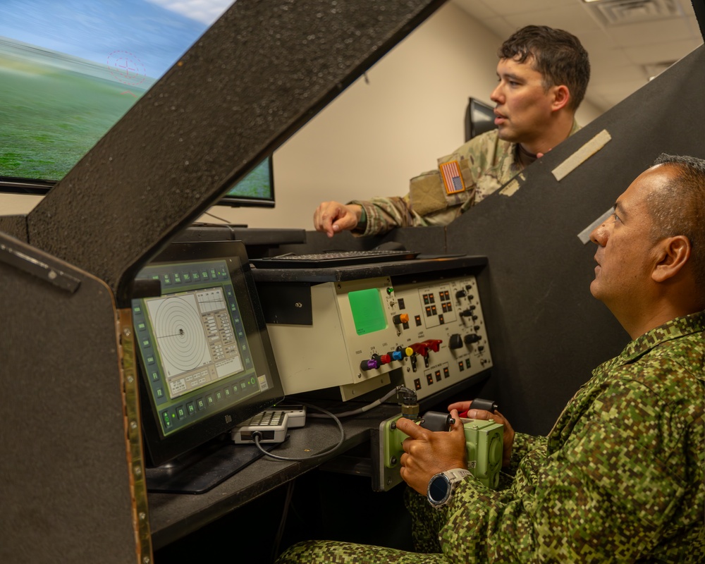PISAJ Leaders operate the Avenger Air Defense System Simulators on May 13, 2025