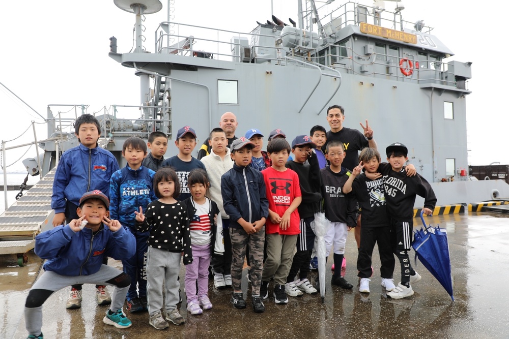 Soldiers in Yokohama engage with local youth during inaugural sports exchange
