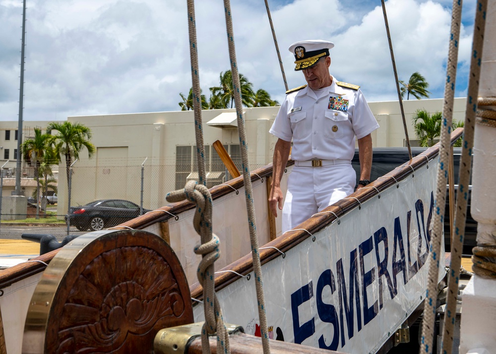 Adm. Steve Koehler, commander, U.S. Pacific Fleet, tours the Chilean Navy barquentine tall ship Esmeralda (BE-43)