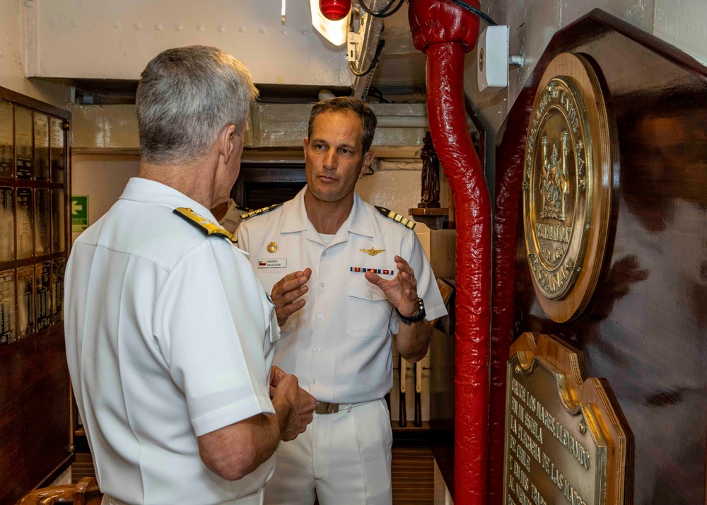 Adm. Steve Koehler, commander, U.S. Pacific Fleet, tours the Chilean Navy barquentine tall ship Esmeralda (BE-43)