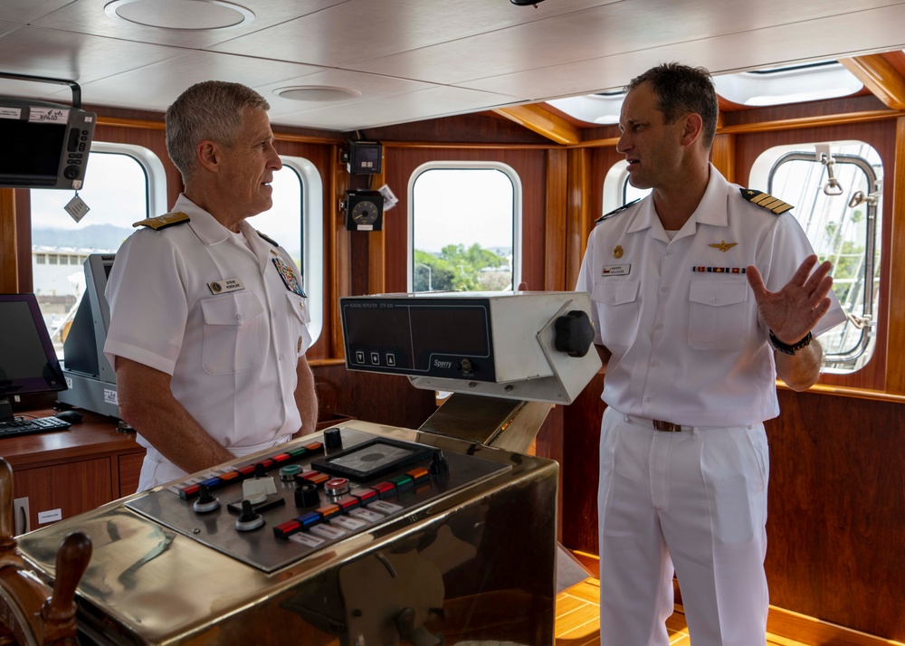 Adm. Steve Koehler, commander, U.S. Pacific Fleet, tours the Chilean Navy barquentine tall ship Esmeralda (BE-43)