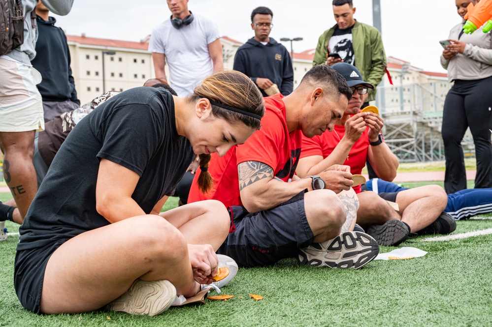 Soldiers participate in Squid Game event