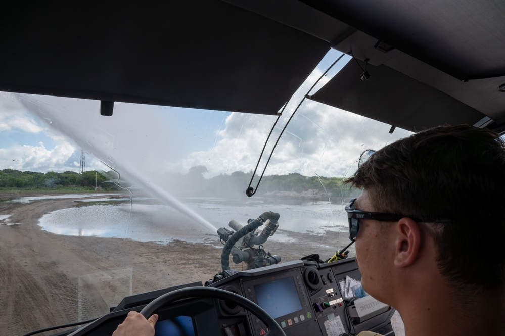 U.S. Air Force Firefighters Support Base Safety with Controlled Burn at Camp Simba