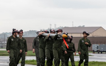 U.S. Marines load ordnance onto F-35B