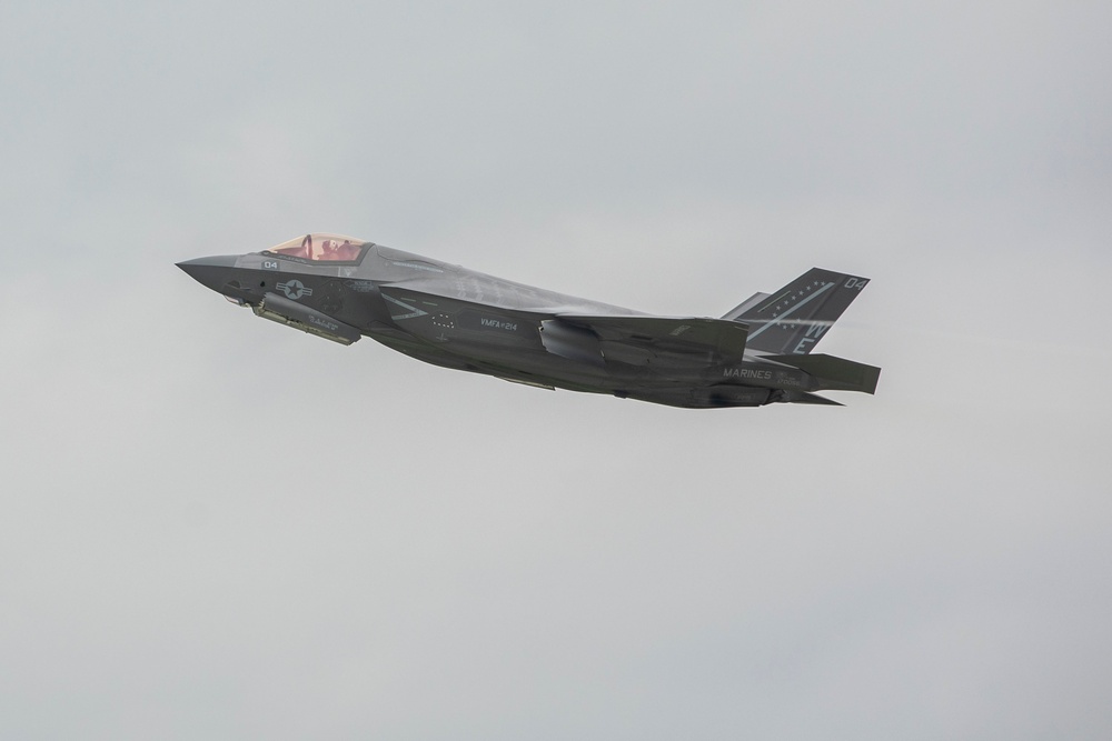U.S. Marines fly F-35B with ordnance