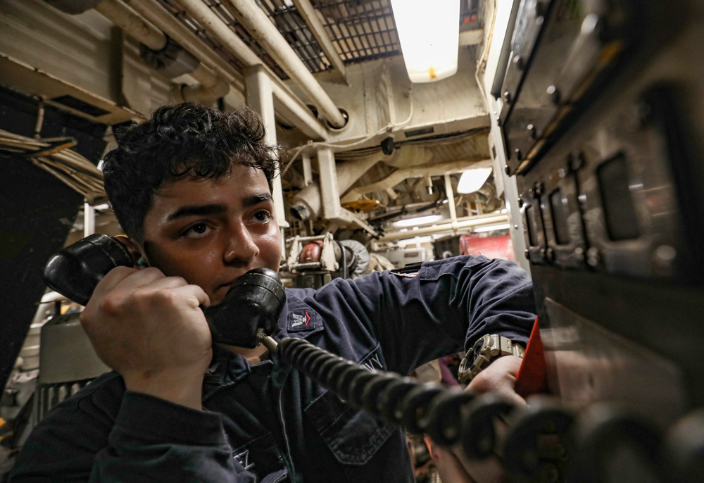USS Milius conducts operations in the U.S. Central Command area of responsibility as part of the Carl Vinson Carrier Strike Group