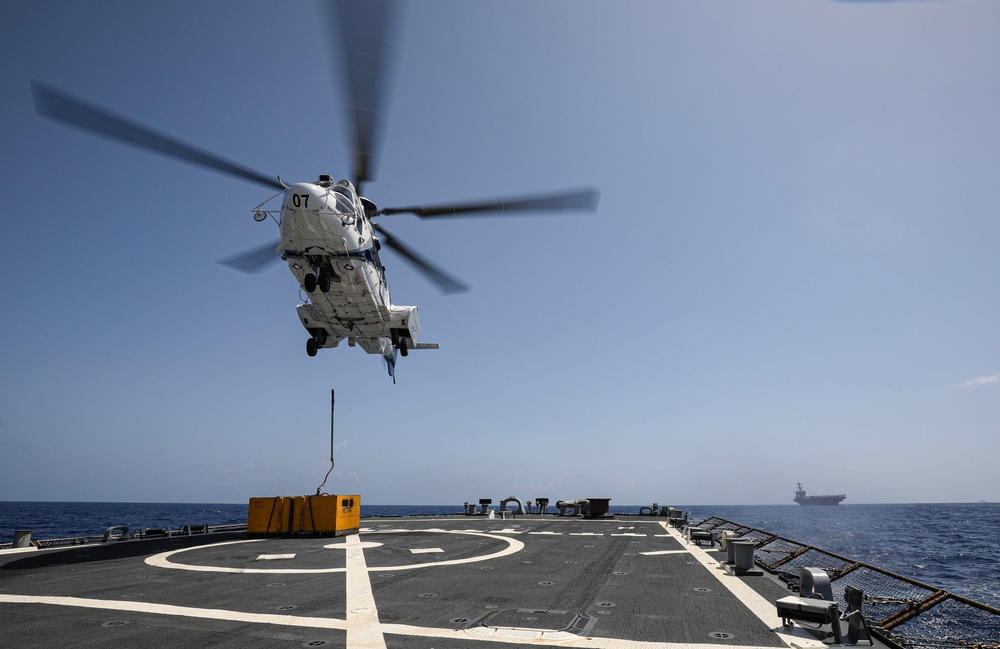 USS Milius conducts operations in the U.S. Central Command area of responsibility as part of the Carl Vinson Carrier Strike Group