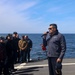 Cmdr. Arturo Trejo introduces Capt. Michael Dwan, commodore, Combined Task Force (CTF) 64