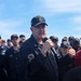 Capt. Michael Dwan, commodore, Combined Task Force (CTF) 64 delivers remarks to the crew of the USS Bulkeley (DDG 84)
