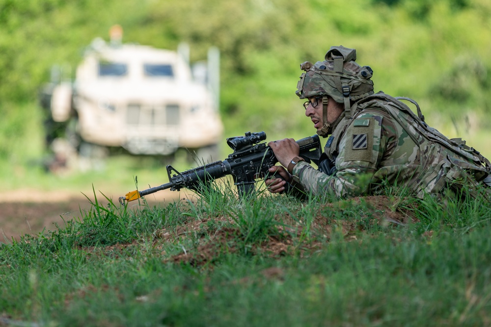 1-41st Field Artillery Regiment React to Simulated Drone Attack During Combined Resolve 25-2