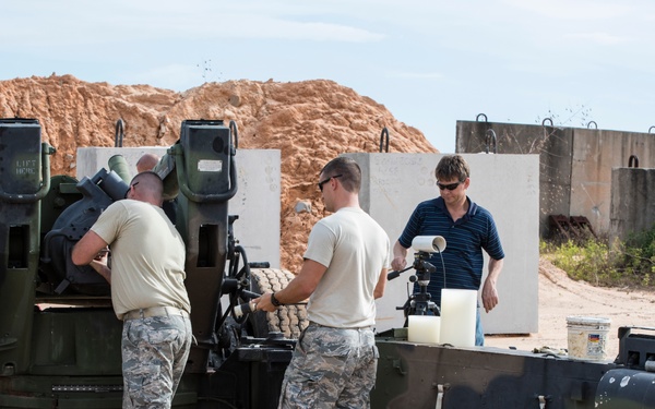 AFRL/RW technicians prepare a sub-scale penetrator test