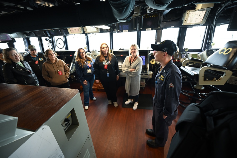 Employee tours USS Spruance (DDG 111) during recent visit at Naval Surface Warfare Center, Port Hueneme Division