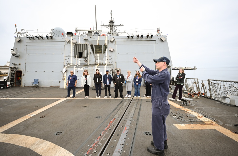 Employees tour USS Spruance (DDG 111) during a recent visit Naval Surface Warfare Center, Port Hueneme Division