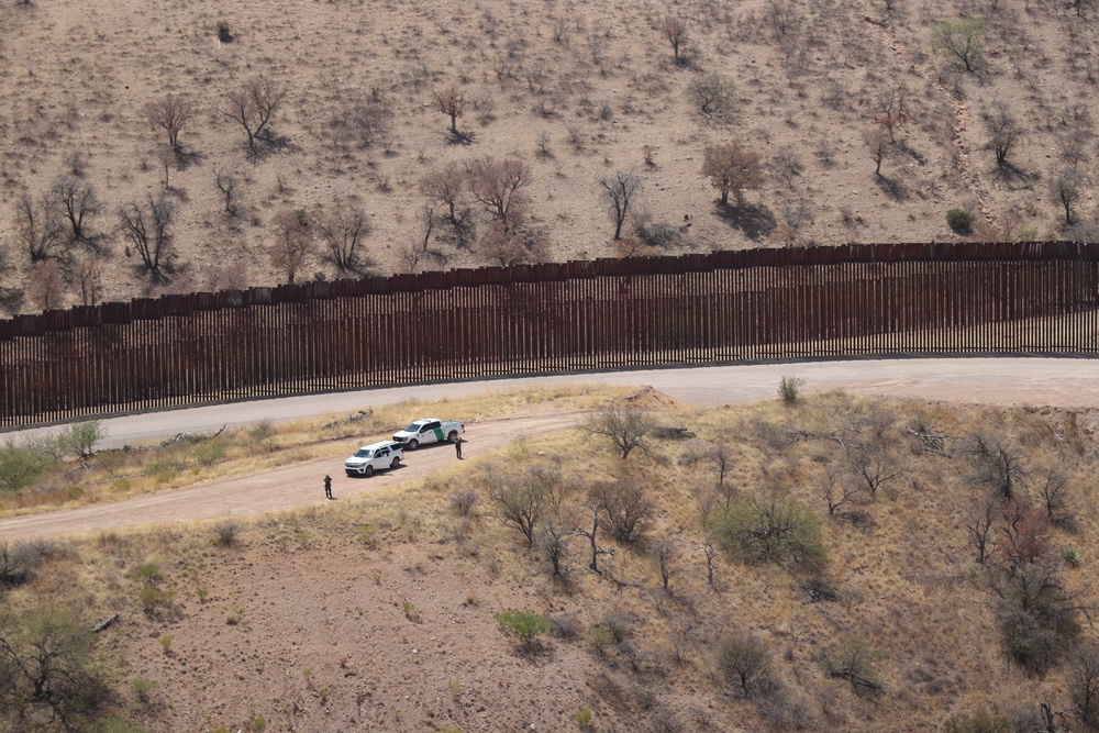 U.S. Soldiers and Border Patrol agents conduct joint aerial patrols