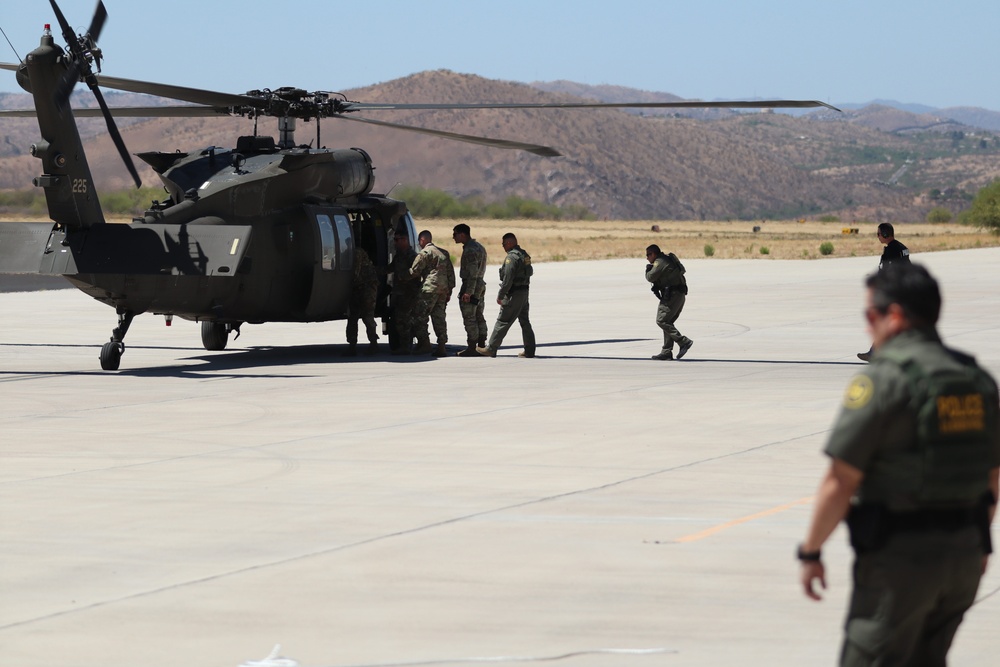 U.S. Soldiers and Border Patrol agents conduct joint aerial patrols
