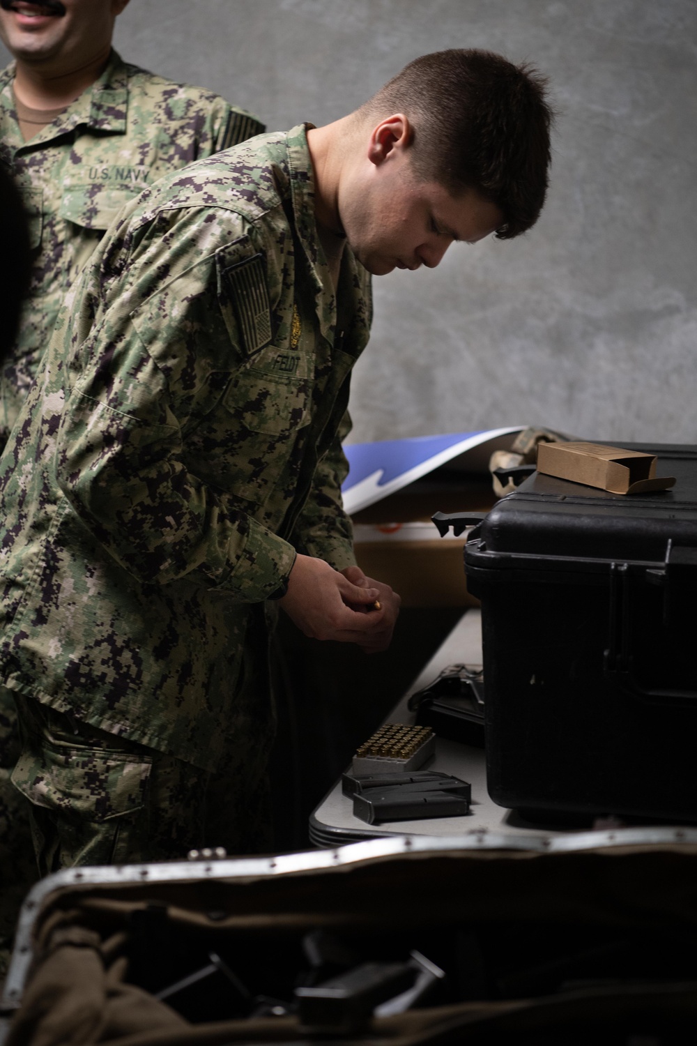 USS Ronald Reagan (CVN 76) Sailors qualify at the range