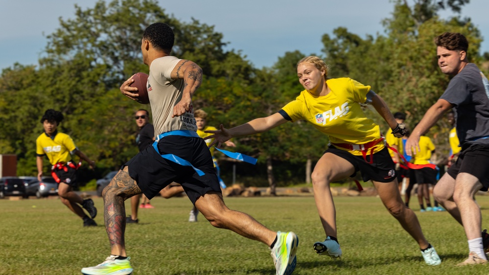 MRF-D 25.3: Marines play flag football with students at Darwin Middle School