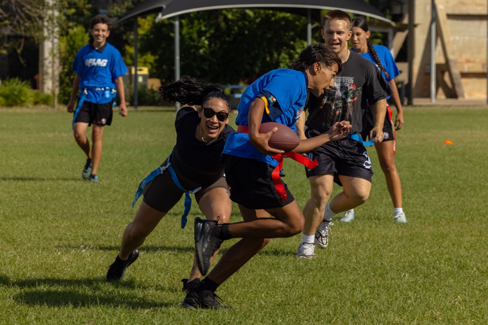MRF-D 25.3: Marines play flag football with students at Darwin Middle School